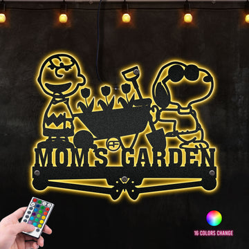 Snoopy and charlie brown mom's garden for kid's room decoration Metal Wall Art RGB Led light backlit