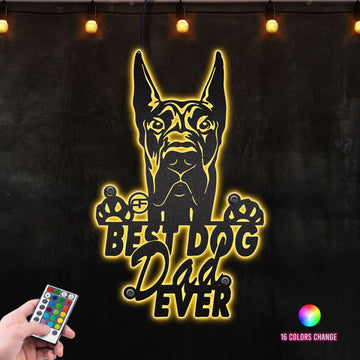 Best Dog Dad Of Great Dane Metal Sign Metal Wall Art RGB Led light backlit