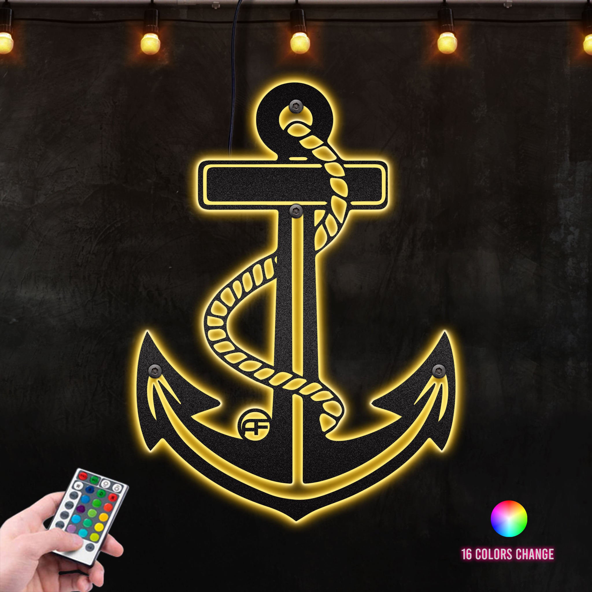 Beach Anchor Sea Idea Decor for Nautical Theme Metal Wall Art RGB Led light backlit