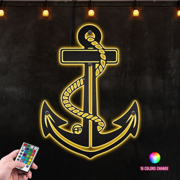 Beach Anchor Sea Idea Decor for Nautical Theme Metal Wall Art RGB Led light backlit