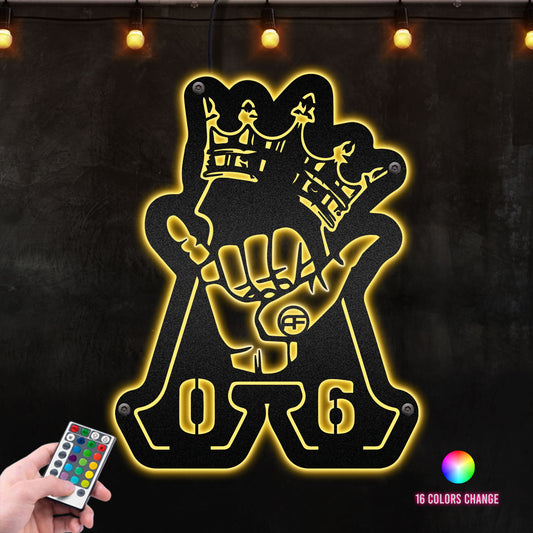 Rock & Roll Hand Sign Metal Wall Art RGB Led light backlit