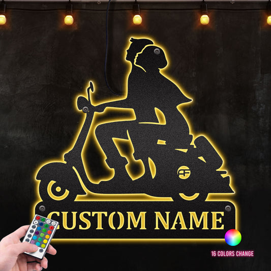 Romantic Scooter Couple Metal Cutting 2, Great Monogram For Biker Couple Corner