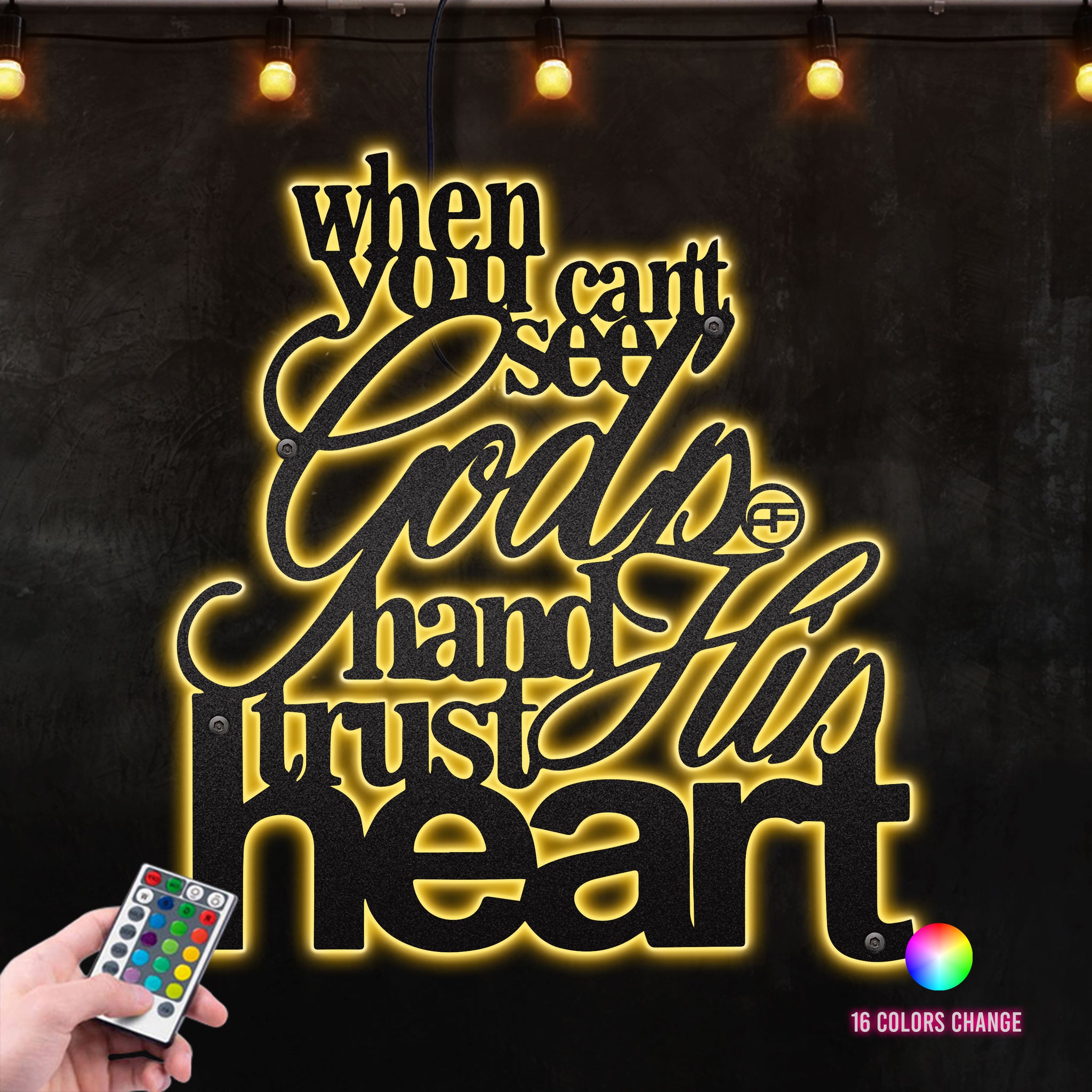 When You Can't See God's Hand Trust His Heart Wall Art Metal Decor Sign Scripture