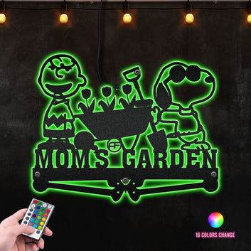 Snoopy and charlie brown mom's garden for kid's room decoration Metal Wall Art RGB Led light backlit