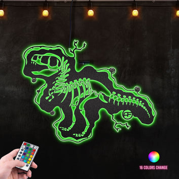 T-Rex Skeleton Metal Wall Art RGB Led light backlit