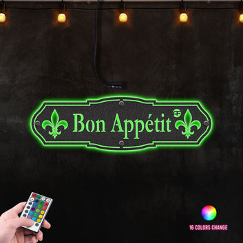 Bon Appetit Metal Wall Art RGB Led light backlit