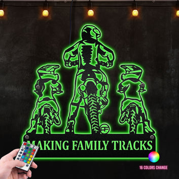 Family Motocross With Dad, Daughter And Son , Perfect Decorative Sign For Biker Dad's Room