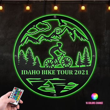 Tennessee Mountain Biking Metal Wall Art RGB Led light backlit