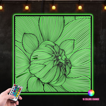 Wire Flower Metal Wall Art RGB Led light backlit