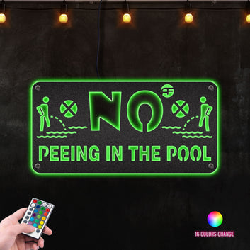 No peeing in the pool metal waring sign for hanging outdoor swimming pool