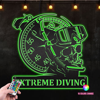 Diver Skull and Compass Metal Art Sign with Custom Text Perfect Gift for Divers