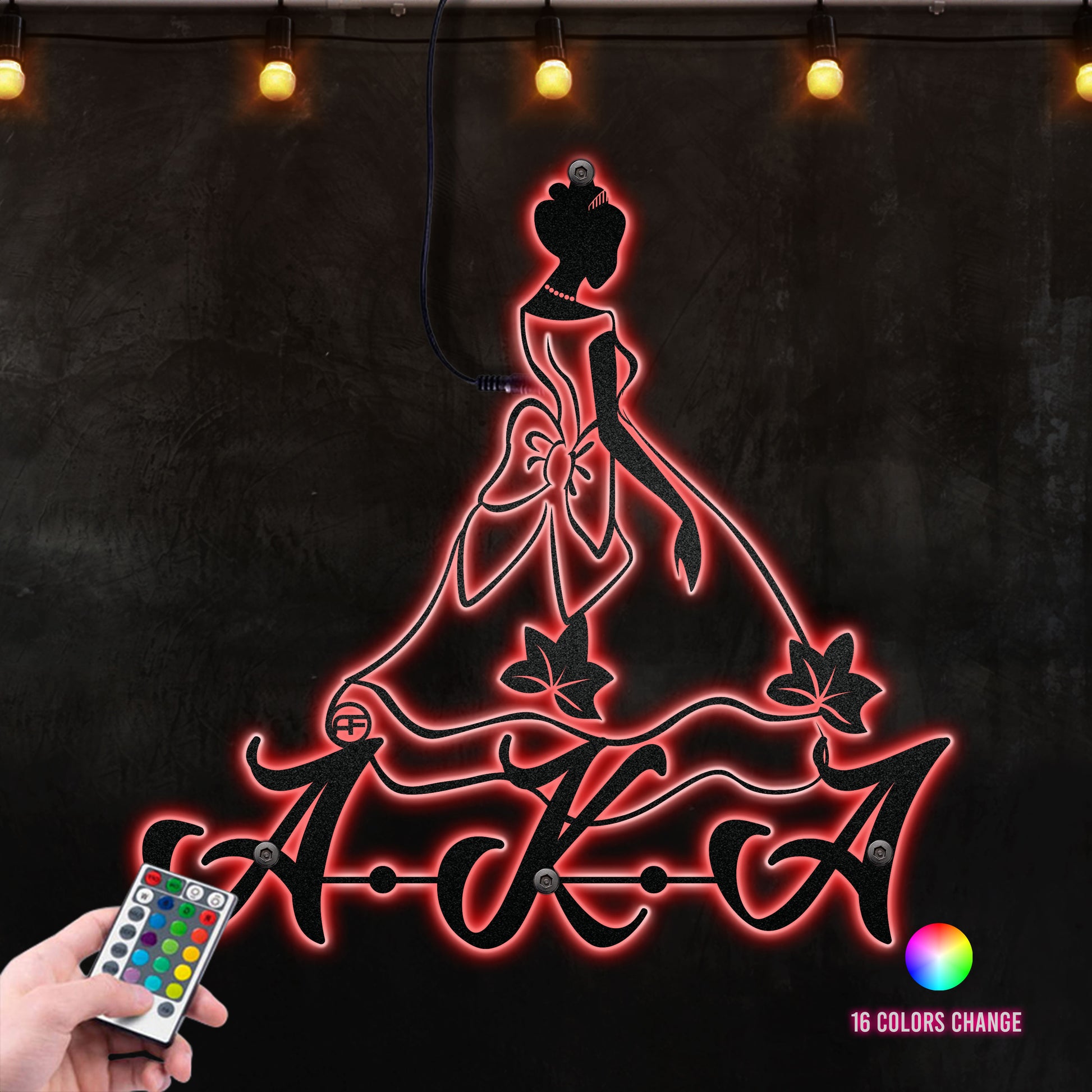 Princess Metal Art Metal Wall Art RGB Led light backlit