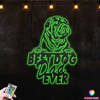 Best Dog Dad Of Sharpei Cutting Sign Dog Lover LED RGB Metal Sign