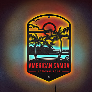 American Samoa Park Neon Sign, National Park Welcome Sign, Personalized National Park Sign, Forest Service Sign, Customized Park Sign