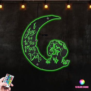 Chinese Crested Dog I love you to the moon and back For house Warming Gift Metal Wall Art RGB Led light backlit